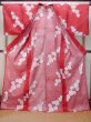 Photo3: P0722H Used Japanese kimono Red YUKATA summer(made in Other than Japan) for women / Cotton. Flower (Grade B) (3)