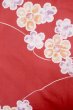 Photo1: P0722H Used Japanese kimono Red YUKATA summer(made in Other than Japan) for women / Cotton. Flower (Grade B) (1)