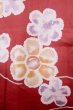 Photo5: P0722H Used Japanese kimono Red YUKATA summer(made in Other than Japan) for women / Cotton. Flower (Grade B) (5)