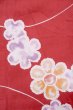 Photo6: P0722H Used Japanese kimono Red YUKATA summer(made in Other than Japan) for women / Cotton. Flower (Grade B) (6)