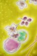 Photo1: P0722I Used Japanese kimono Grayish Yellow YUKATA summer(made in Other than Japan) for women / Cotton. Flower, Soap Bubbles pattern (Grade B) (1)