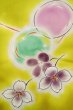 Photo6: P0722I Used Japanese kimono Grayish Yellow YUKATA summer(made in Other than Japan) for women / Cotton. Flower, Soap Bubbles pattern (Grade B) (6)