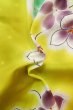 Photo12: P0722I Used Japanese kimono Grayish Yellow YUKATA summer(made in Other than Japan) for women / Cotton. Flower, Soap Bubbles pattern (Grade B) (12)