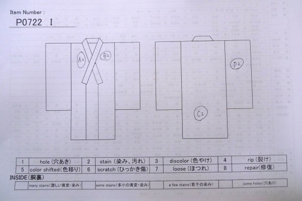 Photo13: P0722I Used Japanese kimono Grayish Yellow YUKATA summer(made in Other than Japan) for women / Cotton. Flower, Soap Bubbles pattern (Grade B) (13)