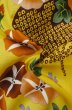 Photo11: P0722J Used Japanese kimono Vivid Yellow YUKATA summer(made in Other than Japan) for women / Cotton. Flower, Morning Glories, Fan Pattern (Grade B) (11)