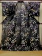 Photo3: P0722K Used Japanese kimono Black YUKATA summer(made in Other than Japan) for women / Cotton. Gradation, Dragonfly pattern (Grade B) (3)