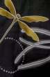 Photo6: P0722K Used Japanese kimono Black YUKATA summer(made in Other than Japan) for women / Cotton. Gradation, Dragonfly pattern (Grade B) (6)