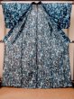 Photo3: P0722L Used Japanese kimono Dark Indigo Blue YUKATA summer(made in Other than Japan) for women / Cotton. Leaf (Grade B) (3)