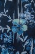 Photo5: P0722L Used Japanese kimono Dark Indigo Blue YUKATA summer(made in Other than Japan) for women / Cotton. Leaf (Grade B) (5)