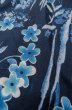 Photo8: P0722L Used Japanese kimono Dark Indigo Blue YUKATA summer(made in Other than Japan) for women / Cotton. Leaf (Grade B) (8)