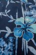 Photo9: P0722L Used Japanese kimono Dark Indigo Blue YUKATA summer(made in Other than Japan) for women / Cotton. Leaf (Grade B) (9)