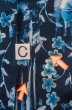 Photo16: P0722L Used Japanese kimono Dark Indigo Blue YUKATA summer(made in Other than Japan) for women / Cotton. Leaf (Grade B) (16)