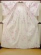 Photo3: P0722N Used Japanese kimono Pale Pink YUKATA summer(made in Other than Japan) for women / Cotton. SAKURA cherry blossom (Grade B) (3)