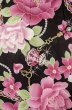Photo1: P0722O Used Japanese kimono Black YUKATA summer(made in Other than Japan) for women / Cotton. Rose, Chains, Pearls, and Perfume Bottle Motifs (Grade B) (1)