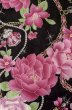 Photo4: P0722O Used Japanese kimono Black YUKATA summer(made in Other than Japan) for women / Cotton. Rose, Chains, Pearls, and Perfume Bottle Motifs (Grade B) (4)