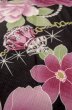 Photo8: P0722O Used Japanese kimono Black YUKATA summer(made in Other than Japan) for women / Cotton. Rose, Chains, Pearls, and Perfume Bottle Motifs (Grade B) (8)