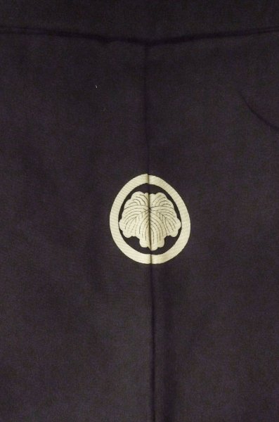 Photo3: P0722P Vintage Japanese kimono Black MONTSUKI crests for men / Silk. (Grade B) (3)
