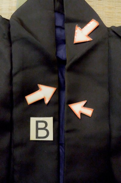 Photo8: P0722S Vintage Japanese kimono Black MONTSUKI crests for men / Silk. (Grade D) (8)