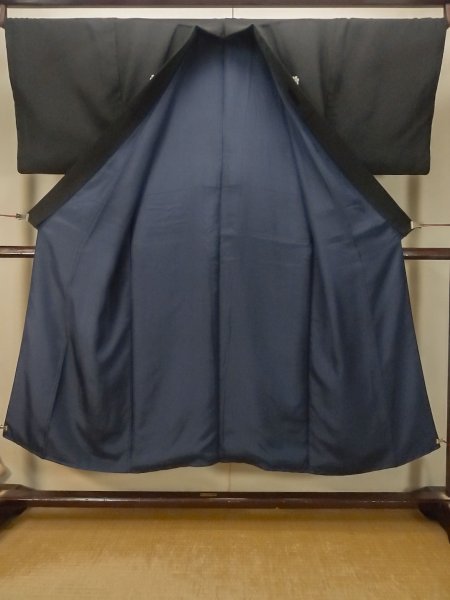 Photo2: Mint P0722W Vintage Japanese kimono Black MONTSUKI crests for men / Silk. (Grade A) (2)
