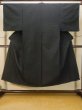 Photo1: Mint P0723A Vintage Japanese kimono Black TSUMUGI pongee for men / Silk. (Grade A+) (1)