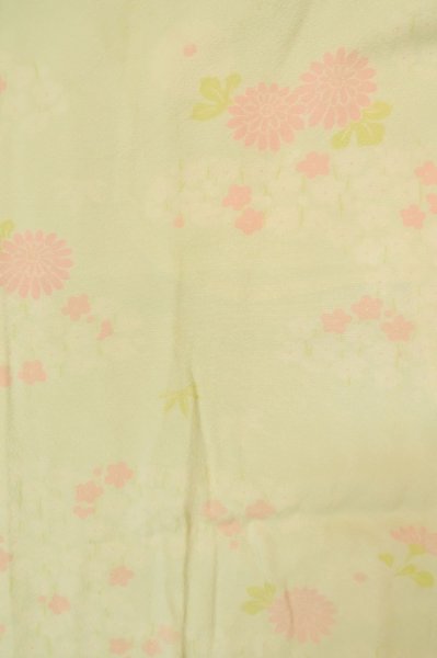 Photo3: P0731P Vintage Japanese kimono Pale Light Teal JUBAN undergarment for women / Silk. SAKURA cherry blossom, Small holes all over. (Grade D) (3)