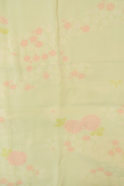 Photo4: P0731P Vintage Japanese kimono Pale Light Teal JUBAN undergarment for women / Silk. SAKURA cherry blossom, Small holes all over. (Grade D) (4)