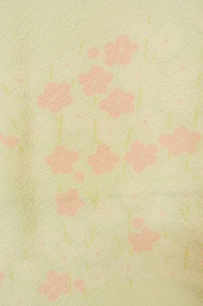 Photo7: P0731P Vintage Japanese kimono Pale Light Teal JUBAN undergarment for women / Silk. SAKURA cherry blossom, Small holes all over. (Grade D) (7)