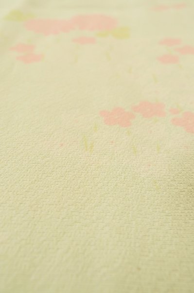 Photo8: P0731P Vintage Japanese kimono Pale Light Teal JUBAN undergarment for women / Silk. SAKURA cherry blossom, Small holes all over. (Grade D) (8)