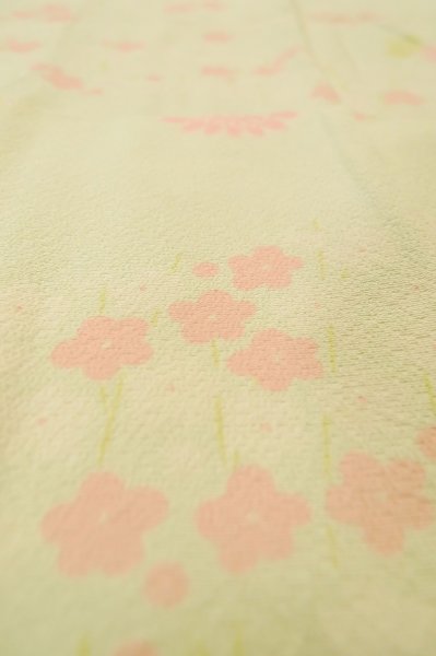 Photo9: P0731P Vintage Japanese kimono Pale Light Teal JUBAN undergarment for women / Silk. SAKURA cherry blossom, Small holes all over. (Grade D) (9)
