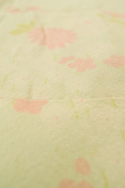 Photo10: P0731P Vintage Japanese kimono Pale Light Teal JUBAN undergarment for women / Silk. SAKURA cherry blossom, Small holes all over. (Grade D) (10)
