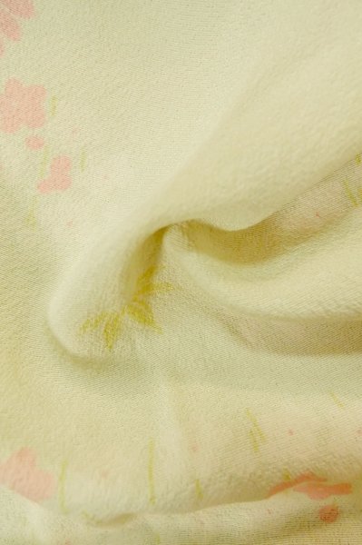Photo12: P0731P Vintage Japanese kimono Pale Light Teal JUBAN undergarment for women / Silk. SAKURA cherry blossom, Small holes all over. (Grade D) (12)