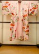 Photo1: P0731R Antique Japanese kimono Pink JUBAN undergarment for women / Silk. SAKURA cherry blossom, Upper body: cotton, Sleeves: silk (Grade D) (1)