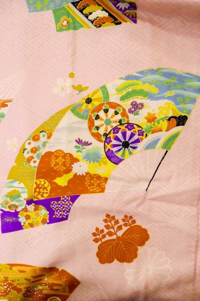 Photo9: P0731R Antique Japanese kimono Pink JUBAN undergarment for women / Silk. SAKURA cherry blossom, Upper body: cotton, Sleeves: silk (Grade D) (9)