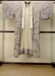 Photo1: P0731S Antique Japanese kimono Pale Grayish Wisteria JUBAN undergarment for women / Silk. Chrysanthemum, Discolored all over. Small holes all over. (Grade D) (1)