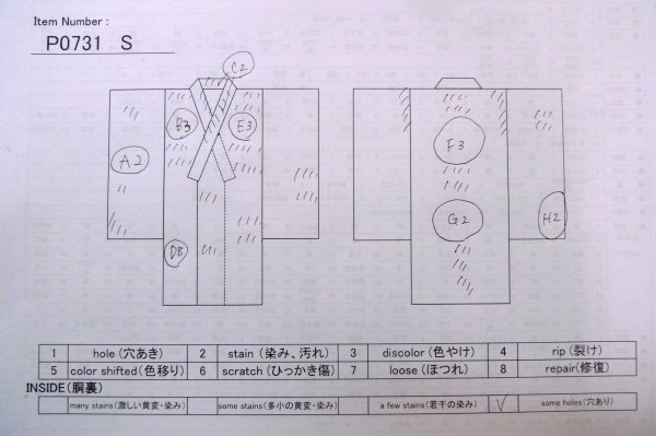 Photo13: P0731S Antique Japanese kimono Pale Grayish Wisteria JUBAN undergarment for women / Silk. Chrysanthemum, Discolored all over. Small holes all over. (Grade D) (13)