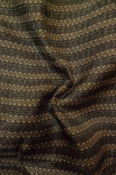 Photo11: P0731U Vintage Japanese kimono Brown Men's Juban for men / Silk. Stripes (Grade B) (11)