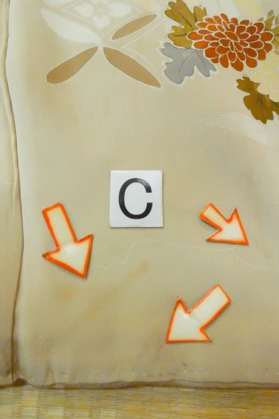Photo17: P0731V Antique Japanese kimono Pale Brown TOMESODE formal for women / Silk. Peony, Based woven pattern: Shellfish, Letters of  Incense game (Grade B) (17)