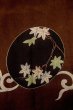 Photo6: P0731W Antique Japanese kimono Dark Dark Red KOMON dyed for women / Silk. Chrysanthemum, Fringed pink pattern (Grade C) (6)