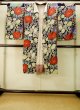 Photo1: P0731X Antique Japanese kimono Black JUBAN undergarment for women / Silk. Flower, Lightweight silk crepe fabric. Discolored all over. (Grade C) (1)