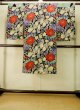 Photo2: P0731X Antique Japanese kimono Black JUBAN undergarment for women / Silk. Flower, Lightweight silk crepe fabric. Discolored all over. (Grade C) (2)