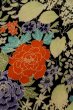 Photo3: P0731X Antique Japanese kimono Black JUBAN undergarment for women / Silk. Flower, Lightweight silk crepe fabric. Discolored all over. (Grade C) (3)