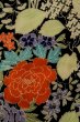 Photo4: P0731X Antique Japanese kimono Black JUBAN undergarment for women / Silk. Flower, Lightweight silk crepe fabric. Discolored all over. (Grade C) (4)