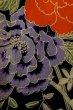 Photo7: P0731X Antique Japanese kimono Black JUBAN undergarment for women / Silk. Flower, Lightweight silk crepe fabric. Discolored all over. (Grade C) (7)