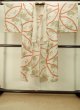 Photo1: P0731Y Antique Japanese kimono Pale Beige JUBAN undergarment for women / Silk. HAGI flower, Lightweight silk crepe fabric. More damages. Aging deterioration. The thread is partially loose. (Grade D) (1)