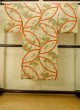 Photo2: P0731Y Antique Japanese kimono Pale Beige JUBAN undergarment for women / Silk. HAGI flower, Lightweight silk crepe fabric. More damages. Aging deterioration. The thread is partially loose. (Grade D) (2)
