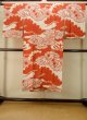 Photo2: P0731Z Antique Japanese kimono Light Ivory JUBAN undergarment for women / Silk. Pine tree/branch/needle (Grade C) (2)