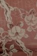 Photo5: P0801A Antique Japanese kimono Dark Red ORI woven for women / Silk. Flower (Grade C) (5)