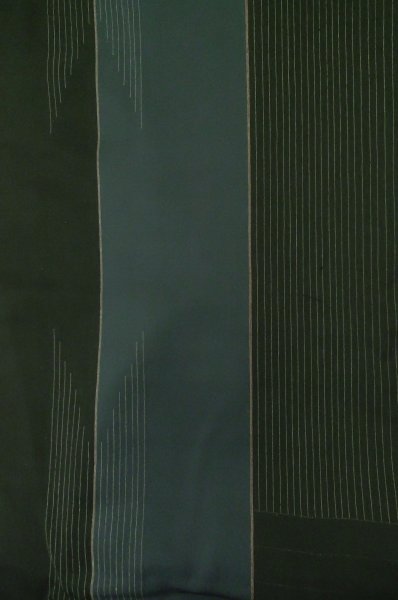 Photo4: P0801B Antique Japanese kimono Dark Navy Blue ORI woven for women / Silk. Stripes (Grade B) (4)
