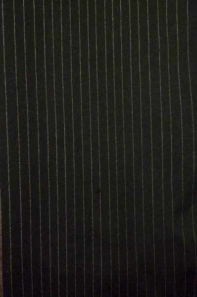 Photo6: P0801B Antique Japanese kimono Dark Navy Blue ORI woven for women / Silk. Stripes (Grade B) (6)