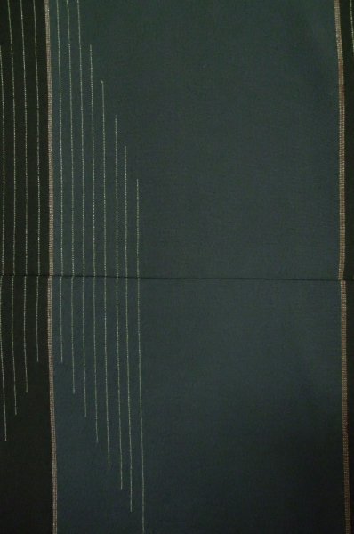 Photo7: P0801B Antique Japanese kimono Dark Navy Blue ORI woven for women / Silk. Stripes (Grade B) (7)